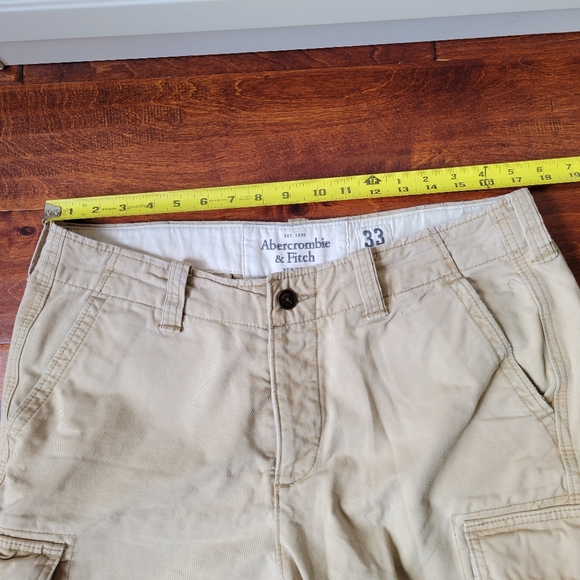 Abercrombie & Fitch Khaki Cargo Shorts Button Fly Distressed - Picture 13 of 13